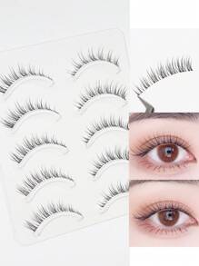 NAIJEMA 5 对自然透明假睫毛，自然外观，睫毛延长，卷翘柔软，适合初学者，日常，派对约会假睫毛，睫毛，睫毛，假睫毛 - 自然纖長款 - 查看 3