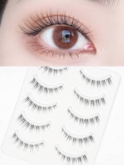 NAIJEMA 5 对自然透明假睫毛，自然外观，睫毛延长，卷翘柔软，适合初学者，日常，派对约会假睫毛，睫毛，睫毛，假睫毛