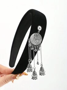 1pc Bohemian Retro Style Elegant Vintage Look Polyester Fringes & Bells Wide Hairband, Retro Sponge Headband, New Chinese, Suitable For Daily Wear, All Season,Hairband,Hair Hoop Headbands ,Head Piece Hair Accessories Head Accessories - Multicolor - View 16