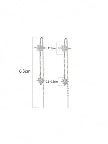 1 Pair S925 Sterling Silver Star Tassel Earrings For Women, Minimalist Elegant Style Dangle Earline, Fashionable Versatile Jewelry Gift - Star - View 3