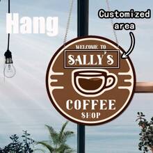 1 件 DIY 咖啡店欢迎牌 个性化名称 亚克力窗户悬挂门装饰 咖啡吧装饰 - 咖啡棕 - 查看 2
