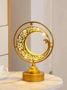 1 pieza de arte de hierro de estilo primaveral con estrella y luna, decoración de luz de noche. Es un elemento decorativo de sobremesa que puede crear una atmósfera maravillosa y es adecuado para lugares como dormitorios, salas de estar, estudios, comedores, etc. También es una excelente opción para regalos.