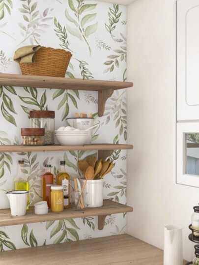 Roll Groen Willow Leaf Self Adhesive Wallpaper Mimosa Leaves Peel Stick Home Kitchen, Cabinets, Tafel 17.7inch Wide view 8