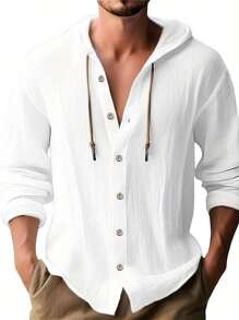 Men's Hooded Shirt - White - View 3