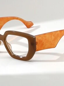 1pc Women's Square Leopard Print Vintage Fashion Clear Lens Glasses, Suitable For Daily Decoration, Shopping, Photography - màu nâu - Xem 4