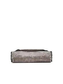 Women's Fashion Casual Shoulder Crossbody Bag, Chain Strap Woven Satchel Flap Cover Messenger Bag, Foldable, Spring 2025 New Arrivals, Polyester Material - Light Grey - View 5