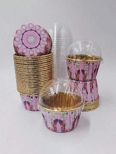 25/50pcs Paper Baking Cups Set - Patterned Round Disposable Paper Cupcake Liners With Shiny Heat-Resistant Surface - Multipurpose Cake Wrapping Paper For Weddings, Birthdays, And Seasonal Parties - Various Holiday Themes Such As Christmas, Halloween, Easter, Thanksgiving, Valentine's Day