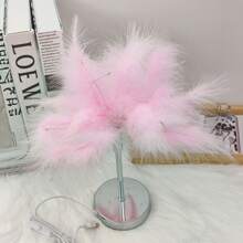 Pink Feather Lamp, LED Atmosphere Feather Night Light Night Lamp For Mother, Girlfriend, Home Girl Room, Wedding Decoration - 粉色 - 查看 4