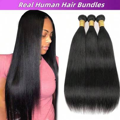 10A Straight Hair Bundles 18 20 22 Inch 1/3 Pcs Bundles Unprocessed Virgin Hair Straight Weave Bundles Human Hair