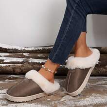 Women's Cozy Memory Foam Slippers,Fuzzy Wool-Like Plush Fleece Lined House Slippers Indoor Outdoor Slippers With Anti-Skid Rubber Sole - 全卡其 - 查看 4