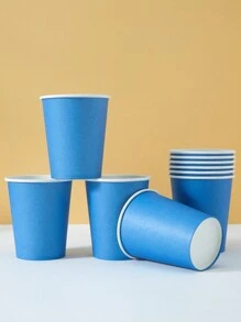 10个/25个一次性纸杯，海军蓝色，适用于冷饮、咖啡、生日派对、家庭聚会、野餐、派对装饰 - 寶藍色 - 查看 3