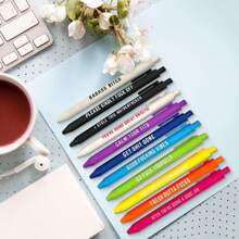 11 piezas Juego de bolígrafos de punta de bola interesantes, Juego de bolígrafos de gel suaves, Regalos de oficina únicos con citas humorísticas, Juego de bolígrafos de punta de bola personalizados para uso diario - 11 bolígrafos - Ver 9