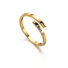 Custom Engrave Promise Ring For Women Stainless Steel Tiny Open Two Name Initial Personalized Ring 2mm Thin Gifts - Multicolor - View 16