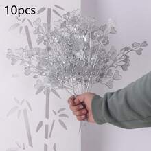 6/10 szt. Złote/srebrne liście, dekoracja pokoju, estetyczny wystrój pokoju, wystrój ogrodu, dekoracja domu, wystrój domu, aranżacja Real Touch, dekoracja sceny, wystrój domu, wystrój ślubu, wystrój świąteczny, dekoracja imprezy, dekoracja na Święto Dziękczynienia