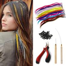 Feather Hair 16 Inches 50strands/Pack Colored Hair Colorful Hair Feathers For Women - Orange - View 2