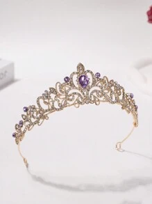 1pc Girls' Luxury Rhinestone Princess Crown Headband - Multicolor - View 9