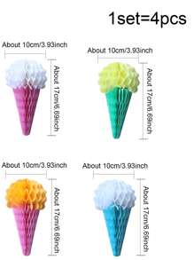 4pcs/8pcs Random Mixed Colorful Plush Ice Cream & Honeycomb Ball Keychains/Bag Charms - Multicolor - View 3