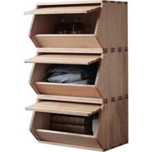 Stackable Solid Wood Storage Chests,Hall Entryway Cabinet,Modular Wooden Toy Box,Bins With Lids,Closet Storage Organizers,Drawers,Potato,Onion,Bread,Classify By Items,19.5"W(3 Pack) - màu nâu - Xem 1