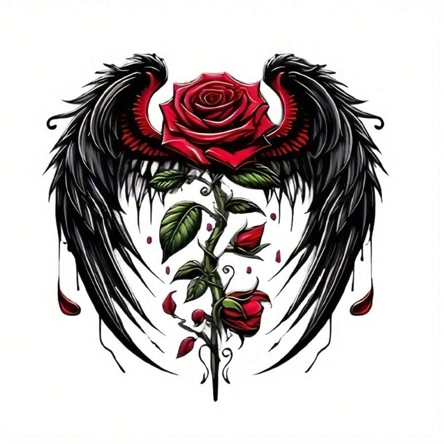 1pc/2pcs/3pcs Rose Wing Printed Sticker Alphabet Heat Transfer Decal, Suitable For T-Shirt And Fabric Heat Transfer Stickers