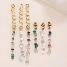 6 stuks natuurstenen hanger spiraal slangvormige haarspoel dreadlock kralen met haak boho