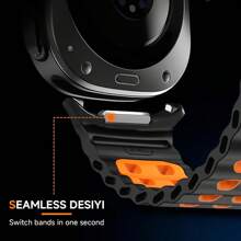 Pulseira Esportiva de Silicone Bicolor Compatível com Samsung Galaxy Watch Ultra, Pulseira Marinha para Galaxy Watch Ultra 47mm, Pulseira para Galaxy Watch 8/8 Classic