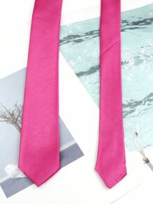 ZONFAZ 1 Cà vạt nam trơn màu bóng mịn 2" bằng polyester siêu mỏng, thích hợp cho đám cưới, Giáng sinh, Lễ tạ ơn và các lễ hội khác, tiệc tùng và mặc hàng ngày Cà vạt nam - Màu Hồng Tươi - Xem 7