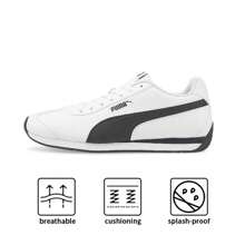 Puma Zapatos casuales Turin 3, zapatillas retro de caña baja para hombres y mujeres, 383037-06 zapatos deportivos y de ocio para exteriores - Puma Blanco-Negro - Ver 3
