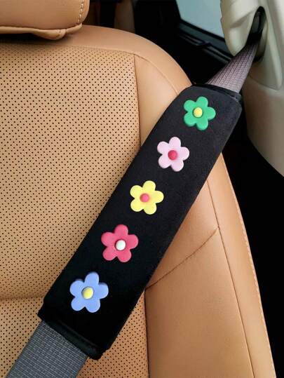 1 pieza / 2 piezas Funda protectora de cinturón de  del coche con decoración de flor pequeña, funda protectora antideslizamiento para el cinturón de  del coche