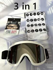 POLASUP 3 In 1 Set - Large Size Ski Goggles With Eye Cover, All-Inclusive Women Fashion Decorative Soft Rubber Ski Goggles, Anti-Fog, Anti-Sand Goggles For ATV, Karting, Hiking, Skydiving, Adjustable Strap Easy Comfort Casual Outfits Outdoor Cycling Glasses For Summer Beach Vacation, Outdoor, Travel Skiing Snow Windproof - Multicolor - View 21