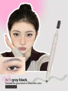VEECCI Three-Dimensional Four-Claw Water Eyebrow Pen Split Liquid Eyebrow Pencil Long Lasting, Waterproof & Colorfast - S03 Gray Black - View 7