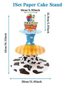 1set Happy Birthday Theme Decorative Cake Holder, Cartoon Blue Sky White Clouds Pattern Cupcake Stand Multi-Layered Cake Tray, For Birthday Babe Shower Party Holiday Table DIY Cake Decoration Supplies, Happy Birthday Cake Topper Food Tray, Birthday Party Gifts Favor
