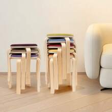 Set Of 8 Stacking Wooden Stools Stackable Stools Modern Stackable Round Stools - 1 - View 1