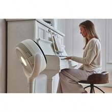 Lume Remote Control Fan LED Backlight Timer Ultra Quiet 3D Oscillating Air Circulator Converts Pedestal Desk Fan 3 Modes 12 Speeds 1.5m Cable - StoneWhite1 - View 6