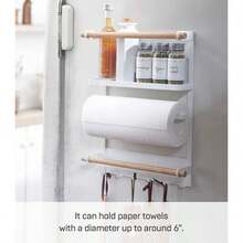 1pc Magnetic Refrigerator Side Hanging Storage Rack, Cling Film Kitchen Organizer, No Drill Hook, Spice Bottle Storage Iron Rack - Multicolor - View 4