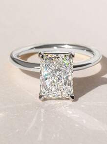1 PC Delicate 925 Silver Four Claws Unique Shaped Elegant Diamond Ring Solitaire Engagement Ring Ladies Jewelry Gift Engagement Gift Party Gift