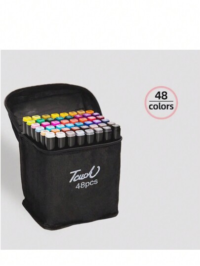 Canetas Marcadoras Touch, Suprimentos para Pintura de Estudantes de Arte, Canetas Aquarelas de Ponta Dupla à Base de Óleo, Conjunto Completo de Canetas Coloridas de Anime, Canetas à Base de Água, Conjunto de Canetas Marcadoras Artísticas de Ponta Dupla, 24/36/48/60/80 Cores, Marcadores Permanentes para Esboço, Adequado para Pintura Artística, Pintura a Óleo, Esboços, Caligrafia, Diários, Histórias em Quadrinhos, Design, Material Escolar, Presente de Halloween, Natal, Volta às Aulas