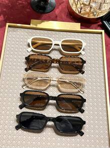 5 Pairs Retro Small Rectangle Fashion Glasses For Women, Suitable For Beach, Outdoor Activities, Driving, Sports, Travel, Fishing, Casual Outfit, Party, Holiday, Street Style Accessories For Summer Beach Vacation,Outdoor,Travel Shades Casual Style Rectangle Frame For Going Out Outfit,Back To School