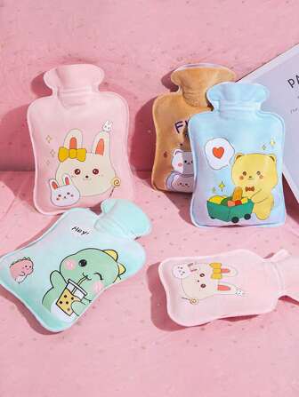 1 件卡通植绒热水袋，防漏注水加热垫，可爱腹部/手部保暖袋