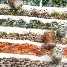 1 Roll 78.74inch(200cm) Old Courtyard Walls And Flower Grass Themes PET Stickers On Roll Cutting Decor Scrapbooking Personalized DIY Collage Card Material Aesthetics Junk Journal Office & School Supplies,School Supplies,Back To School - 1 Volume - View 9