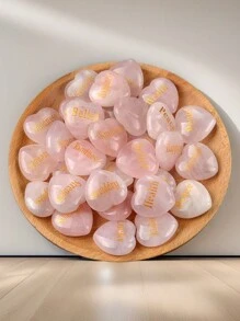 1 件水晶心形 30 毫米雕刻爱情文字婚礼装饰，情人节礼物，天然宝石