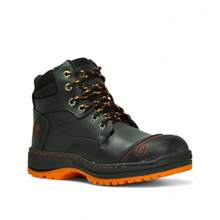 Bota de Trabajo Con Casco de Acero Para Hombre, Piel Autentica, Suela Antiderrape, Pointy Boots - Marrón - Ver 5