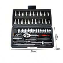 tooluck Automotive Repair Tool Set 46-Piece Ratchet Wrench Socket Kit Professional Car Repair Toolbox High-Hardness Steel - 46 Items - View 3