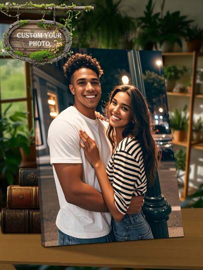 1pc Personalized Photo Canvas Print - Have Your Photo Printed On Canvas, Customized Wall Art For Bedroom, Van Gogh Style, Living Room, Wedding, Baby, Pet, Family, Love, Couple, Friend, Photo Frame Wall Decor, Halloween Decoration, Christmas Gift, Gift For Loved Ones, Birthday Gift, Gift For Family/Friends/Girlfriend/Boyfriend, Create Cozy Atmosphere, Autumn Decor,Home Decor Living Room