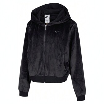 Nike Chaqueta versátil de manga larga y unicolor, de suave tacto, para mujeres, color negro, modelo HJ0958-010