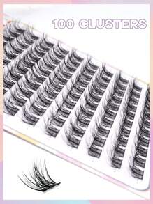 Dolly Lashes 100 piezas de pestañas postizas de mink artificial, efecto 3D natural, fácil de aplicar en los ojos, reutilizables, que dan un efecto instantáneo de ojos talla grande grandes, diseño segmentado para varias opciones de bricolaje, de 9-12mm para que puedas crear un par de ojos grandes personalizados - C - Ver 4