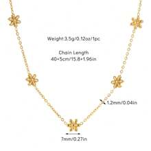 1 件 18K 镀层不锈钢雏菊弹簧可调节项链，时尚法式风格，适合派对、约会、办公室女士 - 小雛菊項鍊 - 查看 2