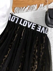 2pcs Tween Girls Cartoon Print Tank Top & Net Tutu Skirt Set - White - View 5