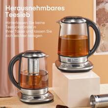 Smart Glass Tea Kettle, Variable Temperature Kettle, 2200W Tea Pot With 6 Temperature Control Presets, 2 Hours Keep Warm, 1.7 Liter Electric Kettles With Removable Tea Infuser - UK Plug(220-240V) - View 5