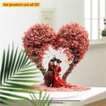 Adornos de escritorio para San Valentín, figuras románticas de pareja, adornos acrílicos planos para el hogar. - Rosa Pálido - Ver 4