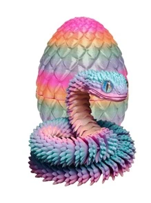 3D Printed Copperhead Snake Egg Model, Vivid Toy With Adhesive Eyes, Snake Statue, Party Decoration, Desktop Fun Decor, Suitable For Making Decorations, Handheld Fidget - Multicolor - View 15